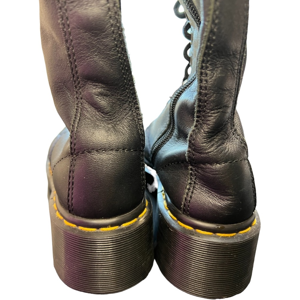 Dr. Martens knee high leather black boots size US 6. Side zip, 2” heel. - Picture 7 of 8